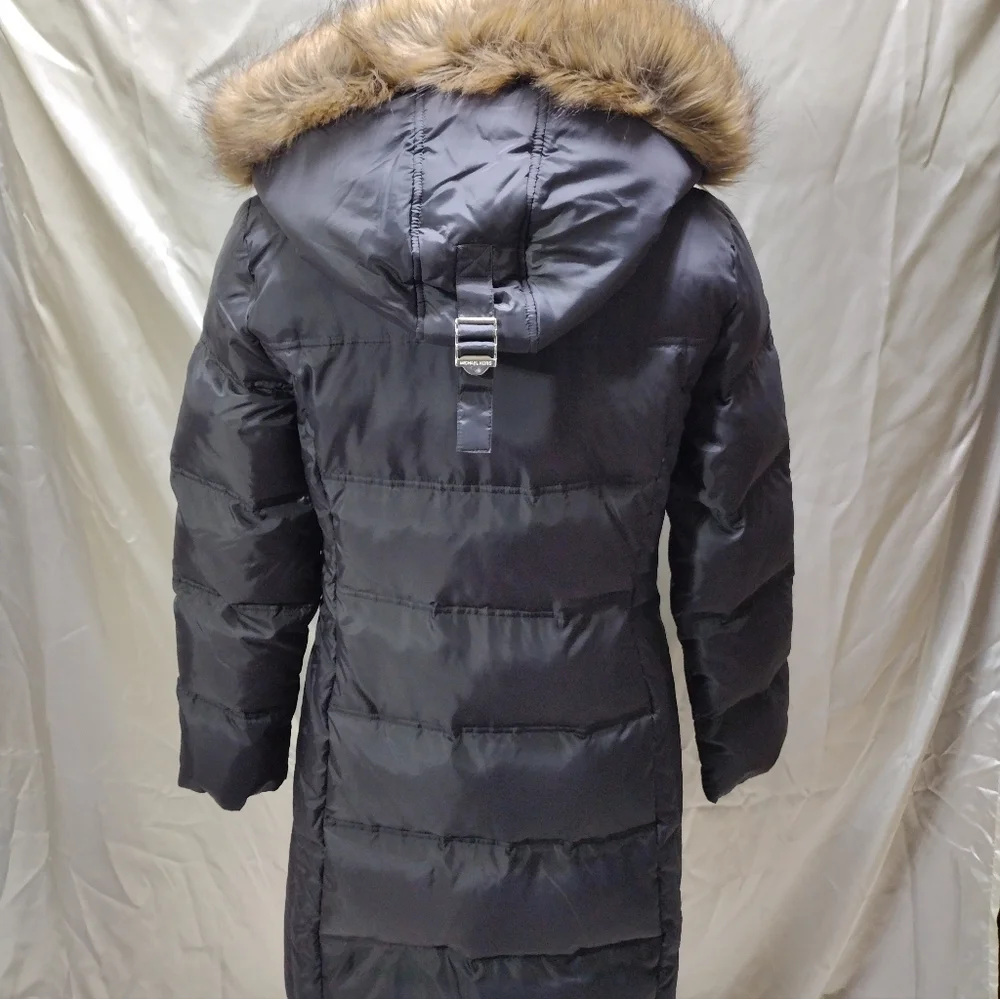 Michael Kors M Parka Long Puffer Coat Women Gray Down Hooded WINTER JACKET